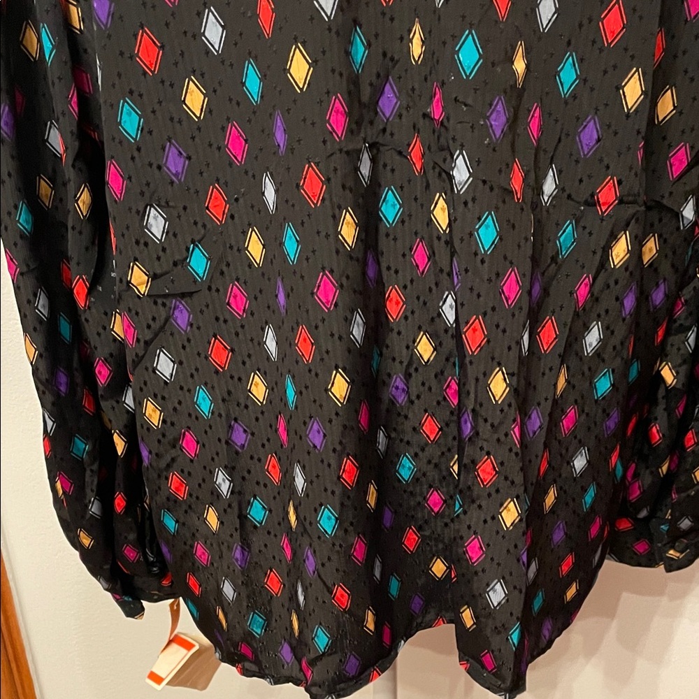 Vintage Multicolor Diamond Pattern Button Down Shirt - Picture 9 of 10